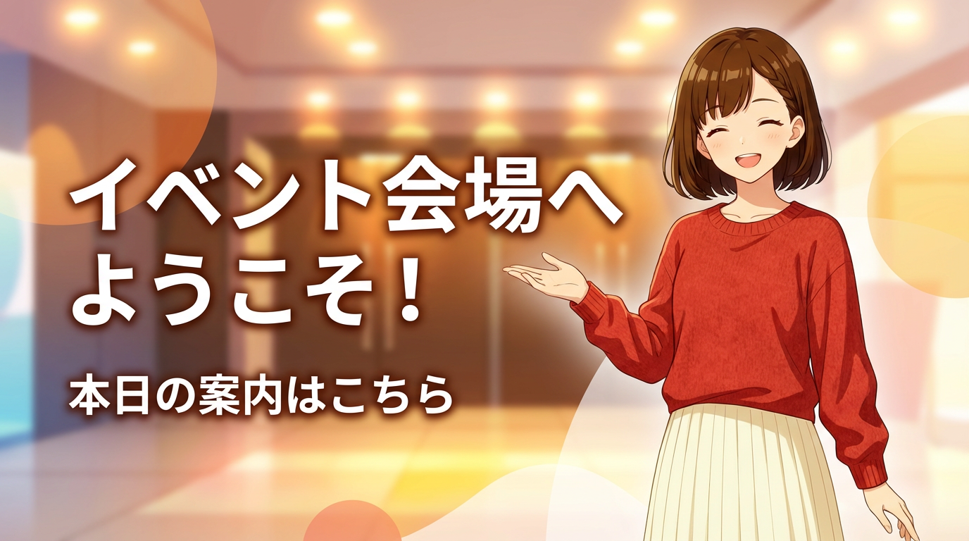 イベント会場のサイネージで案内するミコ