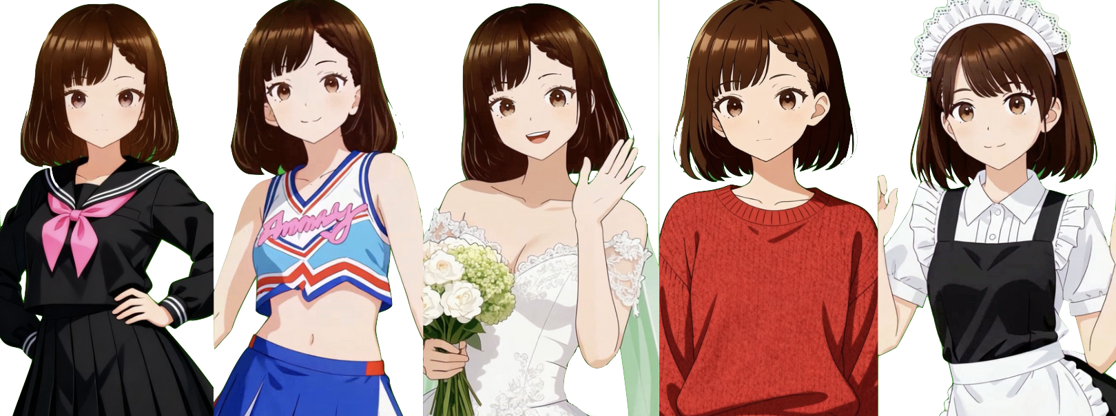 様々な衣装のミコ